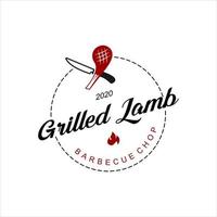 logo voor de voedingsindustrie lamsgrill en barbecue-badge vector