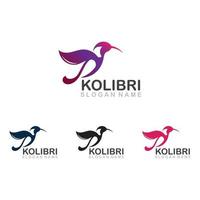 abstracte kleurrijke kolibrie colibri vogel logo lijn overzicht monoline vector