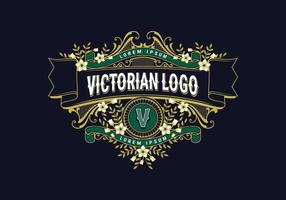 luxe victoriaans logo sjabloon met bloemen en bladeren ornament vector