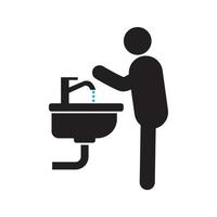 man handen wassen silhouet pictogram. persoon in badkamer. geïsoleerde vectorillustratie vector