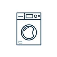 wasmachine icoon. kleding reinigingsapparatuur. lijn ontwerp op een witte achtergrond. vector