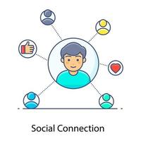 een icoon van avatar verbonden met netwerk, sociale verbinding vector