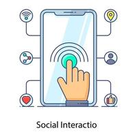 een plat icoon van sociale interactie, vingertikken