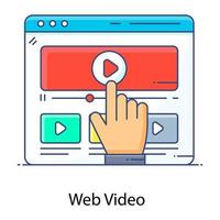 een plat icoon van webvideo, videostreaming vector