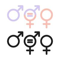 mannen en vrouwen symbool. gendergelijkheid symbool. vrouwen en mannen moeten altijd gelijke kansen hebben. vectorillustratie. vlak. vector