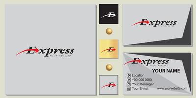 express expeditie logo premium sjabloon met elegante visitekaartje vector eps 10