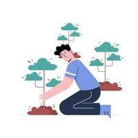 jongeman plant vrijwillig bomen voor ecologie vector
