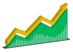 3D-vector pictogram pijl beursindex in de kapitaalmarkt, financiële vrijheid, bedrijf activa groei chartut vector