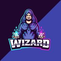 wizard mascotte logo sjabloon. perfect voor gaming-logo, kleding, merchandise, enz. vector