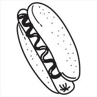 hotdog met mosterd vectorillustratie geïsoleerd op een witte achtergrond vector