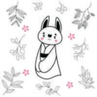 schattig cartoon dier konijn dragen kimono traditionele Japanse kleding vector