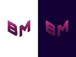 beginletter bm minimalistisch en modern 3D-logo-ontwerp vector