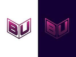 beginletter bu minimalistisch en modern 3D-logo-ontwerp vector