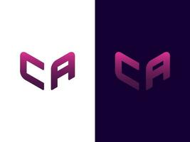 beginletter ca minimalistisch en modern 3D-logo-ontwerp vector