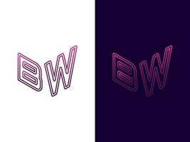 beginletter bw minimalistisch en modern 3D-logo-ontwerp vector