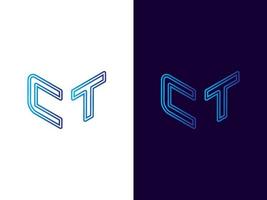 beginletter ct minimalistisch en modern 3D-logo-ontwerp vector