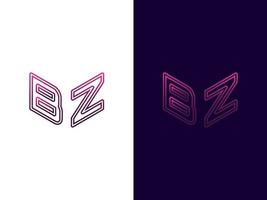beginletter bz minimalistisch en modern 3D-logo-ontwerp vector