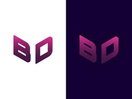 beginletter bd minimalistisch en modern 3D-logo-ontwerp vector