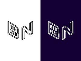 beginletter bn minimalistisch en modern 3D-logo-ontwerp vector