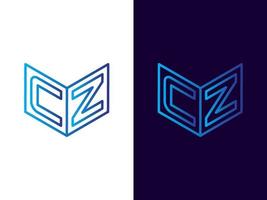 beginletter cz minimalistisch en modern 3D-logo-ontwerp vector