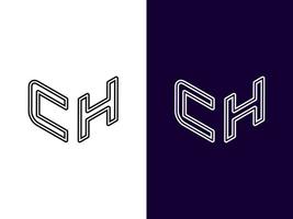 beginletter ch minimalistisch en modern 3D-logo-ontwerp vector