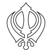 Khanda symbool sikhi teken pictogram zwarte kleur illustratie vlakke stijl eenvoudige afbeelding vector