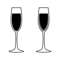 glas champagne zwarte kleur pictogram. vector