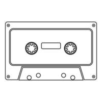 retro audiocassette pictogram zwarte kleur illustratie vlakke stijl eenvoudige afbeelding vector