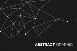 zwarte veelhoekige achtergrond met plexuslijnen. datastructuur met deeltjesvisualisatie. abstract cybernetisch patroonontwerp vector