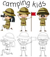 Doodle afbeelding van camping kinderen vector