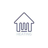 huis verwarming lijn pictogram op wit vector