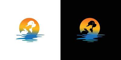 uniek en kleurrijk strand dier illustratie logo ontwerp vector