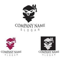 schattig ninja gezicht logo karakter ontwerp sjabloon vector