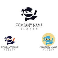 schattig ninja gezicht logo karakter ontwerp sjabloon vector