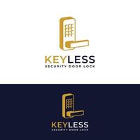 keyless smart security deurslot met toetsenbord logo ontwerpsjabloon. geschikt voor beveiliging bewaker onroerend goed appartement of smart key merk bedrijfslogo ontwerp vector
