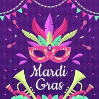 mardi gras feest met maskerade en confetti vector