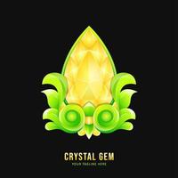 gele kristallen edelsteen badge met ornamentrand vector