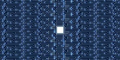 microchip technologie achtergrond, blauwe digitale printplaat patroon vector