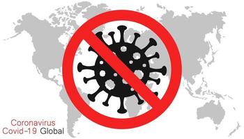 coronavirus icoon, stop en geen coronavirus, covid-19, geen infectie, gevaarlijk virus, de verspreiding van nieuw coronavirus vector