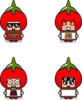 schattig stripfiguur vector tomaat groente mascotte kostuum set zomer verkoop bundel collectie