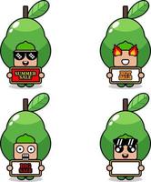 schattig stripfiguur vector avocado fruit mascotte kostuum set zomer verkoop bundel collectie