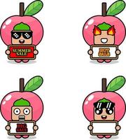 schattig stripfiguur vector guave fruit mascotte kostuum set zomer verkoop bundel collectie