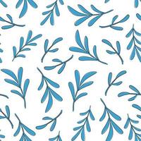 naadloos patroon van blauwe platte bladeren in een vlakke stijl. vector