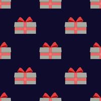 naadloze patroon van geschenken in beige dozen met rood lint. vector