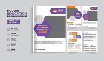creatieve en moderne onderwijstoelating tweevoudige brochure vector