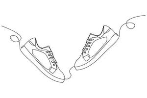 doorlopende lijntekening van casual sneakers schoenen. enkele een lijn kunst van sportschoenen. vector illustratie