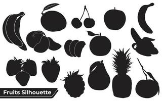 verschillende soorten fruit silhouetten vector
