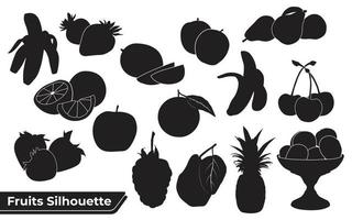 verschillende soorten fruit silhouetten vector