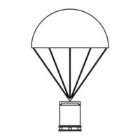 parachute met lading contour overzicht lijn pictogram zwarte kleur vector illustratie afbeelding dunne vlakke stijl