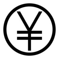 yuan in de cirkel zwart zwart pictogram. vector